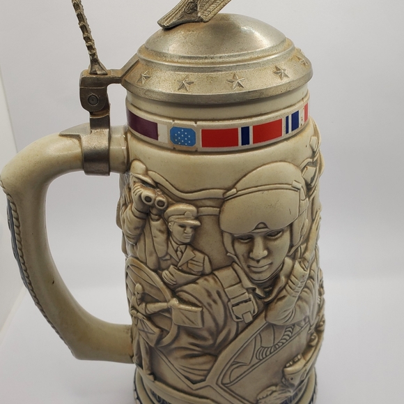 Vintage Tribute to the American Armed Forces Stein Mug Navy Army Marines Avon - Picture 5 of 8
